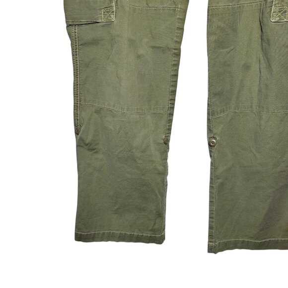 Prana Cargo Pants Womens 10 Green Baggy Wide-Leg Roll-Up Y2K Retro - Picture 4 of 7